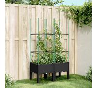 vidaXL Garden Planter with Trellis Black 80x40x142.5 cm PP