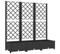 vidaXL Garden Planter with Trellis Black PP Raised Bed Flower Box Plant Pot