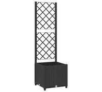 vidaXL Garden Planter with Trellis Black PP Raised Bed Flower Box Plant Pot