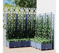 vidaXL Garden Planter with Trellis Blue Grey 120x120x121.5 cm PP