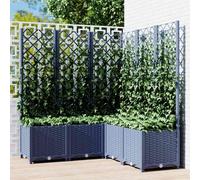 vidaXL Garden Planter with Trellis Blue Grey 120x120x136 cm PP