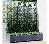 vidaXL Garden Planter with Trellis Plant Pot Flower Pot Planter Blue Grey PP