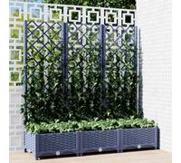 vidaXL Garden Planter with Trellis Dark Grey 120x40x121.5 cm PP UK NEW