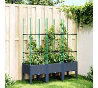 vidaXL Garden Planter with Trellis Blue Grey 120x40x142.5 cm PP, Grey