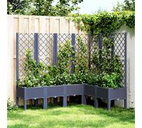 vidaXL Garden Planter with Trellis - Durable Polypropylene Flower Pot Box, Large Capacity, with Supportive Rattan-Look Trellis for Outdoor, Patio, Garden - 160x120x142cm - Grey