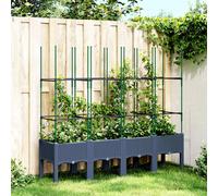 vidaXL Garden Planter with Trellis Blue Grey 160x40x142.5 cm PP