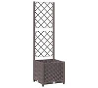 vidaXL Garden Planter with Trellis - Brown Polypropylene Outdoor Raised Bed for Plants/Flowers, Support for Climbing Plants, 40x40x136cm, Rectangular Shape