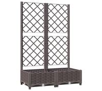 vidaXL Garden Planter with Trellis Brown PP Outdoor Raised Bed Flower Box, 80 x 40 x 121.5 cm, Weather-Resistant, Code 318260