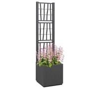 vidaXL Garden Planter with Trellis Dark Grey 36 x 36 x 140 cm PP