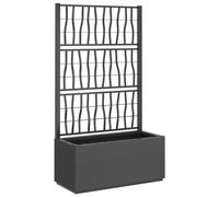 vidaXL Garden Planter with Trellis, Plant Pot for Patio Balcony Terrace, Flower Pot for Flower Herb Plant, Outdoor Planter Box, Dark Grey PP