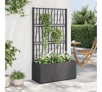 vidaXL Garden Planter with Trellis Dark Grey 80x36x140 cm PP