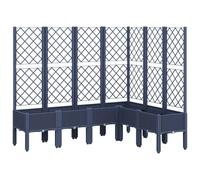 vidaXL Garden Planter with Trellis - Durable Polypropylene Flower Pot Box, Large Capacity, with Supportive Rattan-Look Trellis for Outdoor, Patio, Garden - 160x120x142cm - Grey
