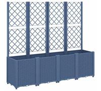 vidaXL Garden Planter with Trellis Outdoor Flower Pot Planter Pot Box Grey PP