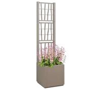 vidaXL Garden Planter with Trellis Light Brown 36 x 36 x 140 cm PP