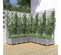 vidaXL Garden Planter with Trellis Light Grey 120x120x121.5 cm PP