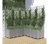 vidaXL Garden Planter with Trellis Light Grey 120x120x136 cm PP