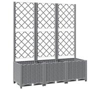 vidaXL Garden Planter w/ Trellis Light Grey 120x40x136cm PP, Grey