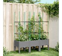 vidaXL Garden Planter with Trellis Light Grey 120x40x142.5 cm PP, Grey