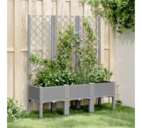 (light grey, 120 x 40 x 142 cm) vidaXL Garden Planter with Trellis Patio Flower Pot Planter Box Light Grey PP