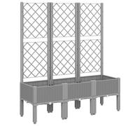 vidaXL Garden Planter with Trellis, Plant Pot for Patio Balcony Terrace, Flower Pot for Flower Herb Plant, Outdoor Planter Box, Light Grey PP