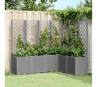vidaXL Garden Planter with Trellis Light Grey 160x120x140 cm PP