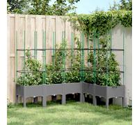 vidaXL Garden Planter with Trellis Light Grey 160x120x142.5 cm PP, Grey