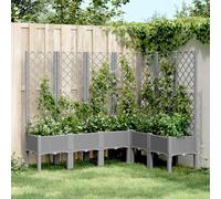 (light grey, 160 x 120 x 142 cm) vidaXL Garden Planter with Trellis Patio Flower Pot Planter Box Light Grey PP
