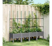 vidaXL Garden Planter with Trellis Light Grey 160x40x142.5 cm PP, Grey