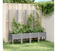 (light grey, 160 x 40 x 142 cm) vidaXL Garden Planter with Trellis Patio Flower Pot Planter Box Light Grey PP