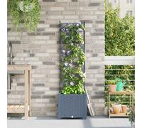 vidaXL light grey plastic planter with integrated trellis - 40x40x143cm - indoor/outdoor garden plant box