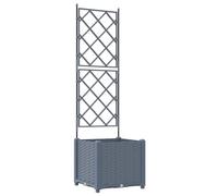 vidaXL light grey plastic planter with integrated trellis - 40x40x143cm - indoor/outdoor garden plant box