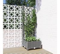 vidaXL Garden Planter with Trellis Light Grey 40x40x121.5 cm PP