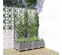 vidaXL Garden Planter with Trellis Light Grey 80x40x121.5 cm PP