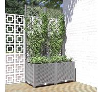 vidaXL Garden Planter with Trellis Light Grey 80x40x136 cm PP UK