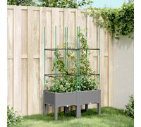 vidaXL Garden Planter with Trellis Light Grey 80x40x142.5 cm PP