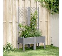 vidaXL Garden Planter with Trellis Light Grey 80x40x142 cm PP