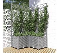 vidaXL Garden Planter with Trellis Light Grey 80x80x136 cm PP