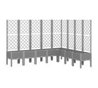 vidaXL Garden Planter with Trellis - Light Grey, Polypropylene, Spacious Flower Pot Box with Rattan Design for Patio, Terrace, and Outdoor Gardening