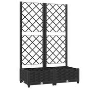 vidaXL Garden Planter with Trellis Outdoor Entrance Balcony Patio Terrace Raised Bed Flower Box Climbing Support Plant Pot Black PP