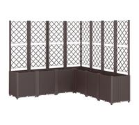 Garden Planter with Trellis Brown 160x160x140cm PP Rattan Look 7-Module Modular