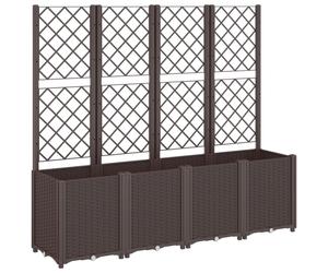 vidaXL Garden Planter with Trellis Outdoor Flower Pot Planter Pot Box Brown PP