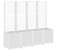 vidaXL Garden Planter with Trellis Outdoor Flower Pot Planter Pot Box White PP