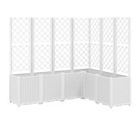 vidaXL Garden Planter with Trellis Outdoor Flower Pot Planter Pot Box White PP