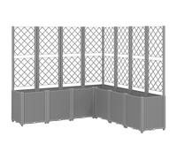 vidaXL Garden Planter with Trellis Patio Flower Pot Planter Box Light Grey PP
