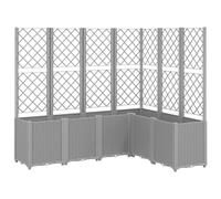 vidaXL Garden Planter with Trellis Patio Flower Pot Planter Box Light Grey PP
