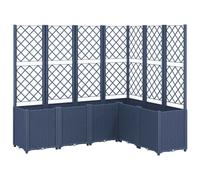 vidaXL Garden Planter with Trellis Outdoor Flower Pot Planter Pot Box Grey PP