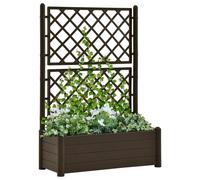 vidaXL Garden Planter with Trellis PP Mocha Flower Planting Box Raised Bed