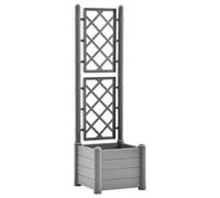 vidaXL Garden Planter with Trellis PP Stone Grey Outdoor Flower Box Raised Bed