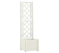 vidaXL - Garden Planter with Integrated Trellis for Climbing Plants, Weather-Resistant Polypropylene Raised Bed for Outdoor/Indoor - 43x43x142 cm, 30L, White