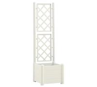 vidaXL Garden Planter with Trellis 43x43x142 cm PP White